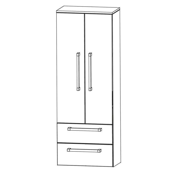 Puris b • brace Hochschrank 60 x 30 x 162,8 cm mit 2 Auszügen und 2 Türen