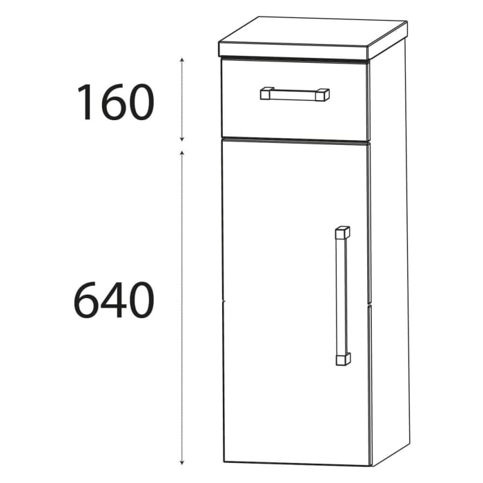 Puris b • brace Highboard 30 x 30 x 82,8 cm mit 1 Schubkasten und 1 Tür, Anschlag links