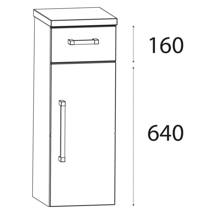 Puris b • brace Highboard 30 x 30 x 82,8 cm mit 1 Schubkasten und 1 Tür, Anschlag rechts