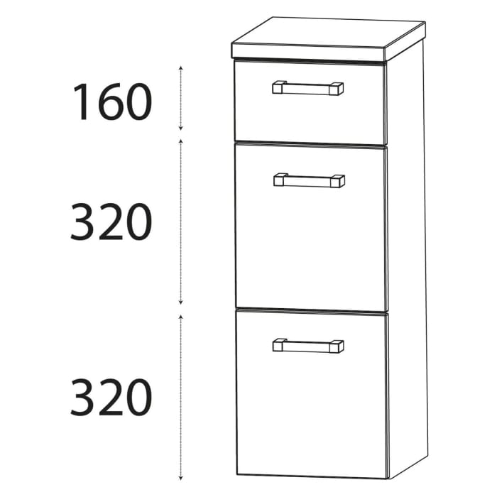 Puris b • brace Highboard 30 x 30 x 82,8 cm mit 3 Auszügen