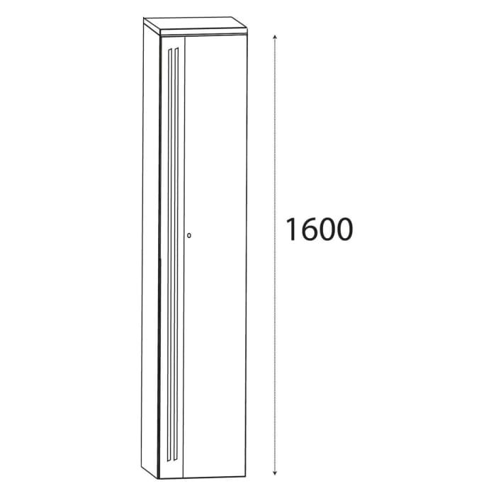 Puris b • brace Hochschrank 40 x 30 x 162,8 cm mit 1 Doppelspiegeltür, Anschlag rechts