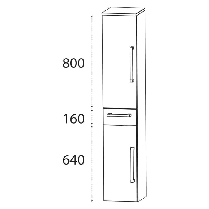 Puris b • brace Hochschrank 30 x 30 x 162,8 cm mit 1 Schubkasten und 2 Türen, Anschlag links