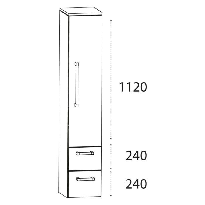Puris b • brace Hochschrank 30 x 30 x 162,8 cm mit 2 Auszügen und 1 Tür, Anschlag rechts