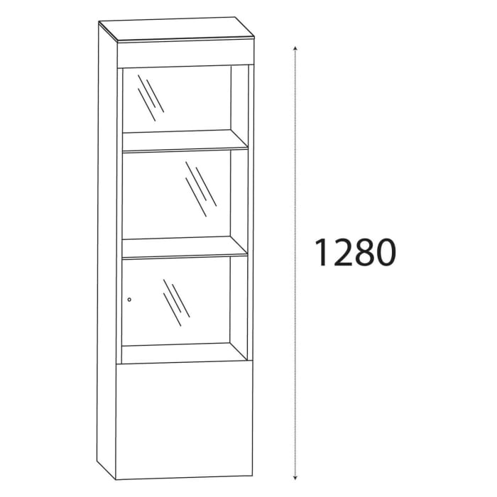 Puris b • brace Mittelschrank-Vitrine 40 x 30 x 130,8 cm mit 1 Glastür, Anschlag rechts
