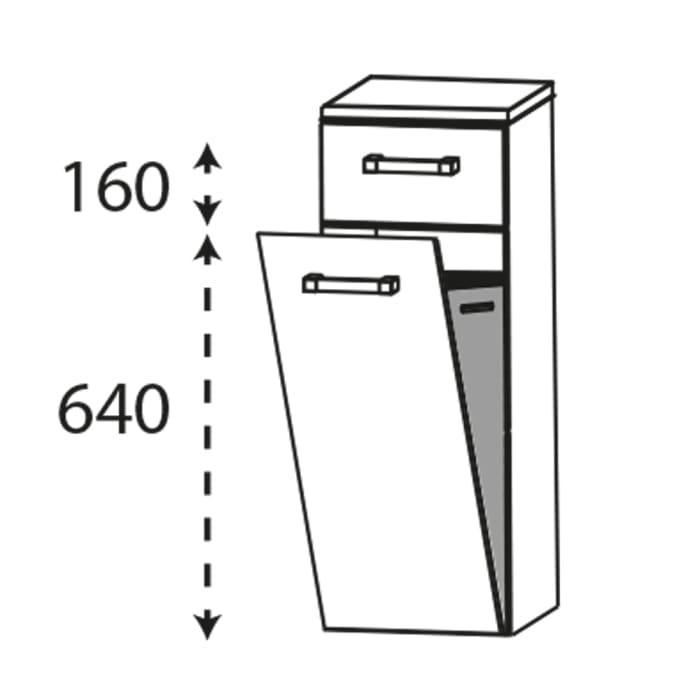 Puris b • brace Highboard 30 x 30 x 82,8 cm mit 1 Schubkasten und 1 Wäschekippe