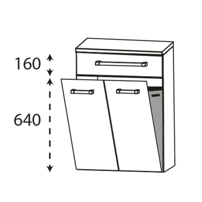 Puris b • brace Highboard 60 x 30 x 82,8 cm mit 1 Schubkasten und 1 Wäschekippe