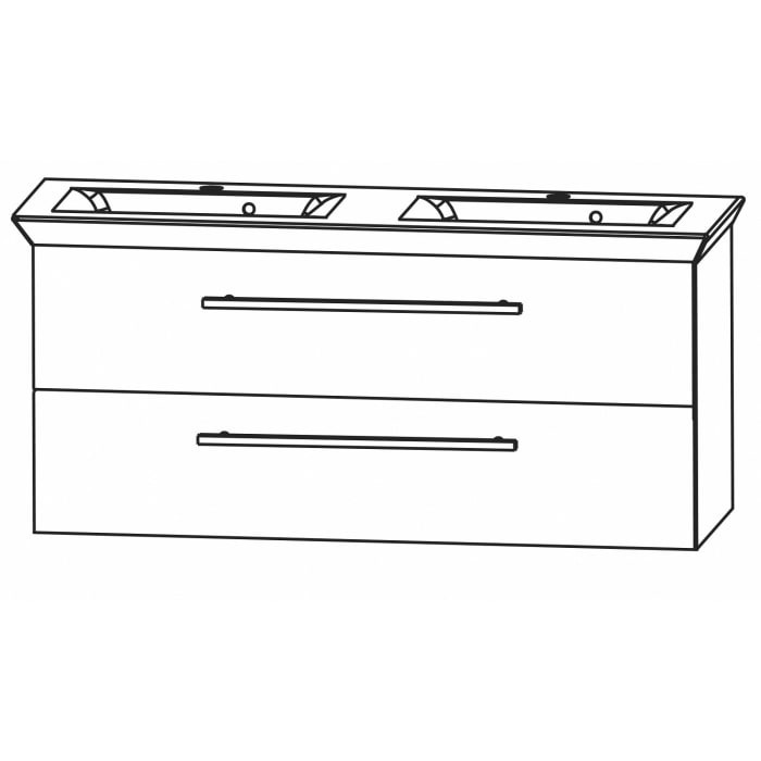 Puris b • brace Waschtisch-Set 126 cm mit Keramik-Doppelwaschtisch Valencia, 2 Auszüge