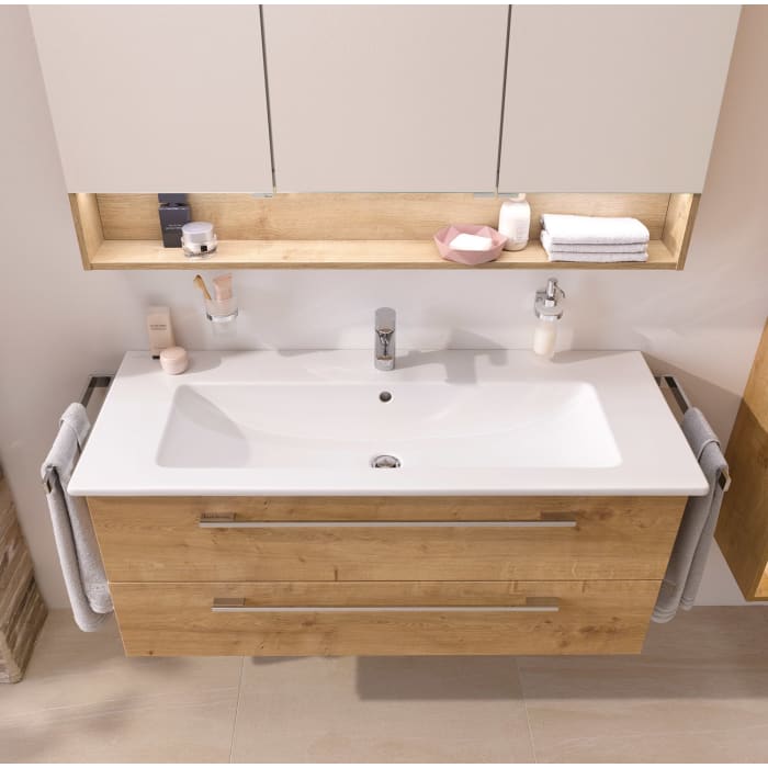 Puris b • brace Waschtisch-Set 120 cm mit Keramik-Einzelwaschtisch Villeroy & Boch Venticello mit CeramicPlus