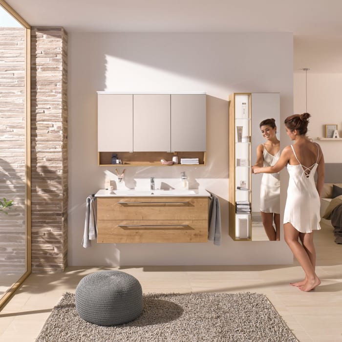 Puris b • brace Waschtisch-Set 120 cm mit Keramik-Einzelwaschtisch Villeroy & Boch Venticello mit CeramicPlus