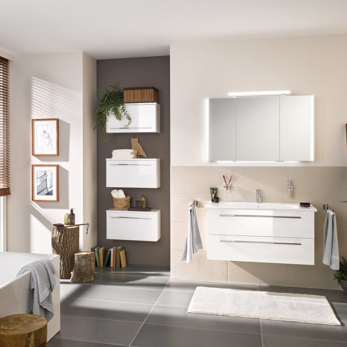 Puris b • brace Waschtisch-Set 80 cm mit Keramik-Einzelwaschtisch Villeroy & Boch Venticello mit CeramicPlus