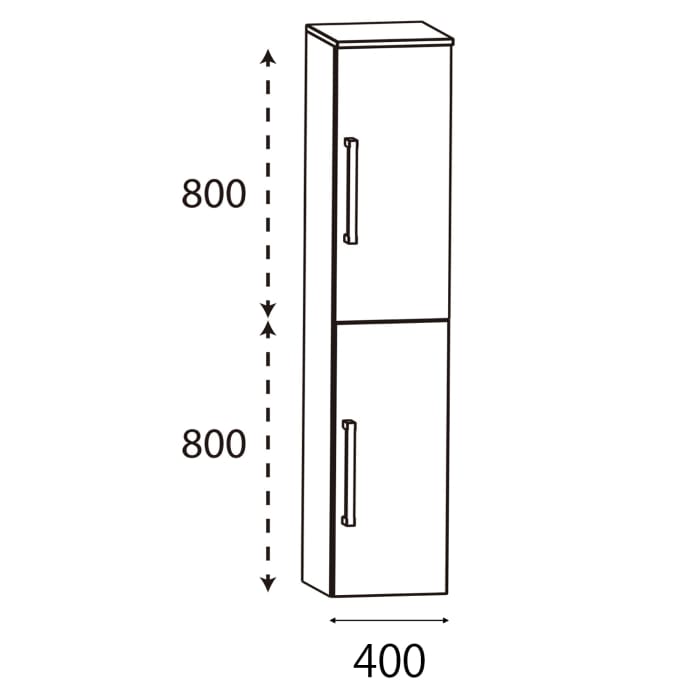 Puris b • bright Hochschrank 40 x 30 x 162,8 cm mit 2 Türen, Anschlag rechts