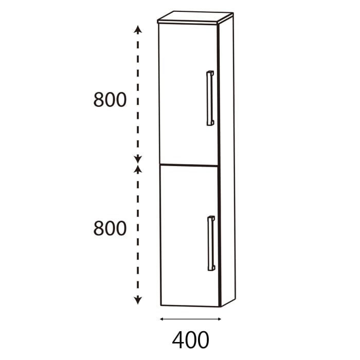 Puris b • bright Hochschrank 40 x 30 x 162,8 cm mit 2 Türen, Anschlag links