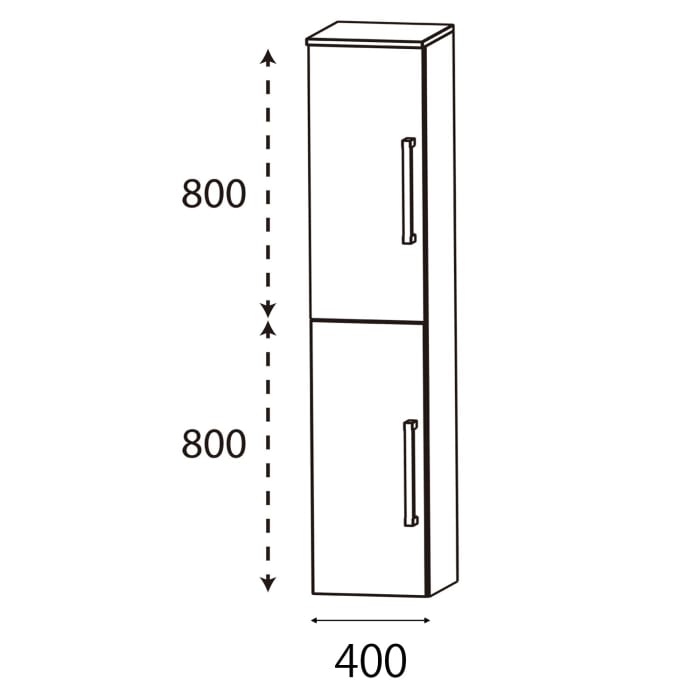 Puris b • bright Hochschrank 40 x 30 x 162,8 cm mit 2 Türen, Anschlag links