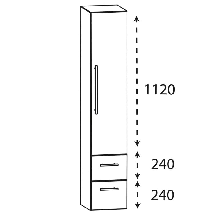 Puris b • bright Hochschrank 30 x 30 x 162,8 cm mit 1 Tür und 2 Auszügen, Anschlag rechts