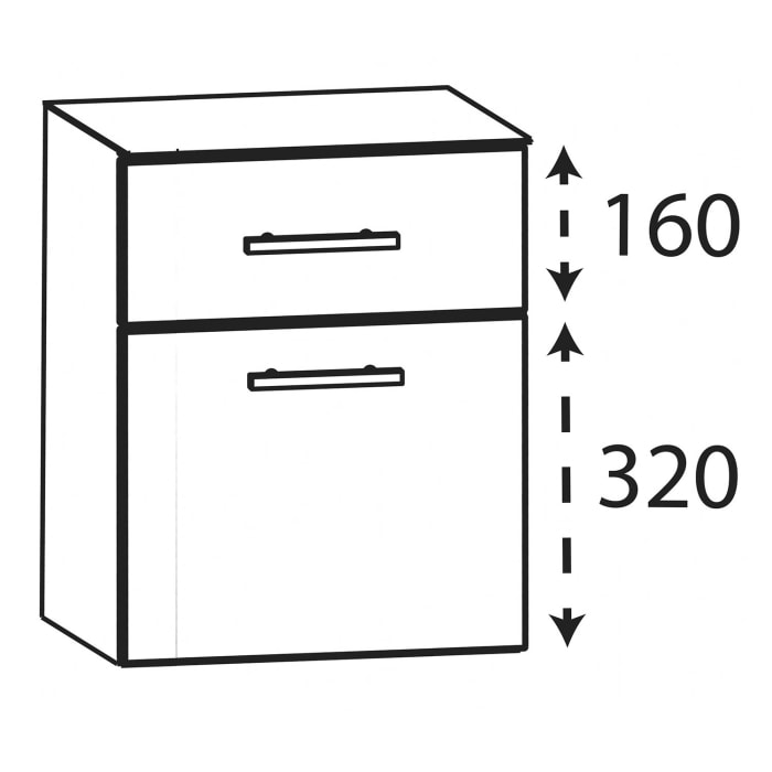 Puris b • bright Unterschrank 40 x 30 x 50,8 cm mit 1 Tür und 1 Auszug, Anschlag rechts