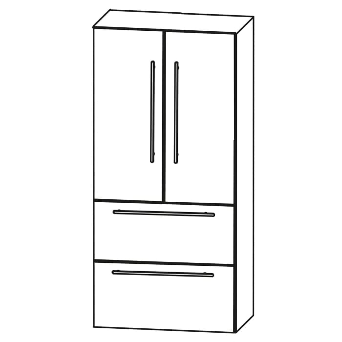Puris b • bright Mittelschrank 60 x 30 x 130,8 cm mit 2 Türen und 2 Auszügen