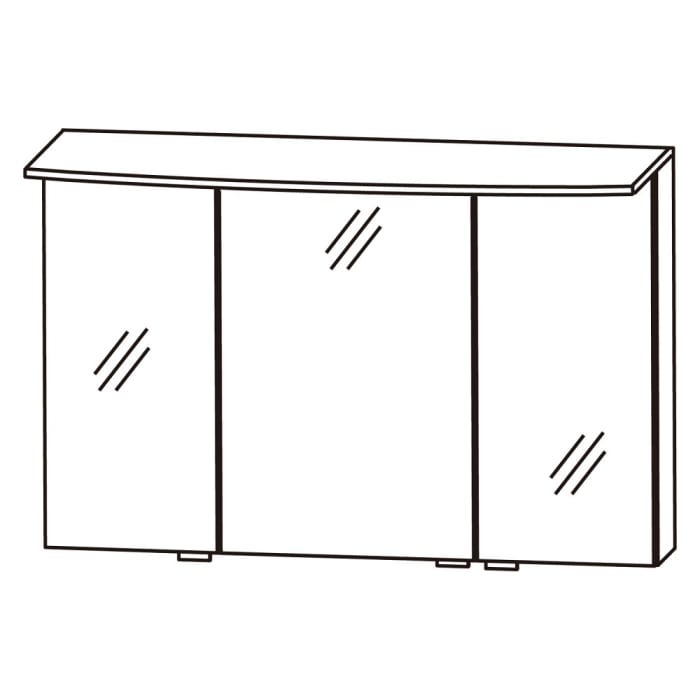 Puris b • bright Spiegelschrank 100 cm mit 3 Türen und LED-Flächenleuchte rund