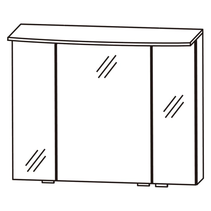 Puris b • bright Spiegelschrank 80 cm mit 3 Türen und LED-Flächenleuchte rund