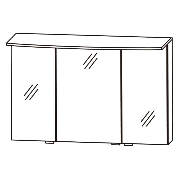Puris b • bright Spiegelschrank 100 cm mit 3 Türen und LED-Flächenleuchte rund