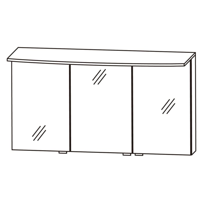 Puris b • bright Spiegelschrank 120 cm mit 3 Türen und LED-Flächenleuchte rund
