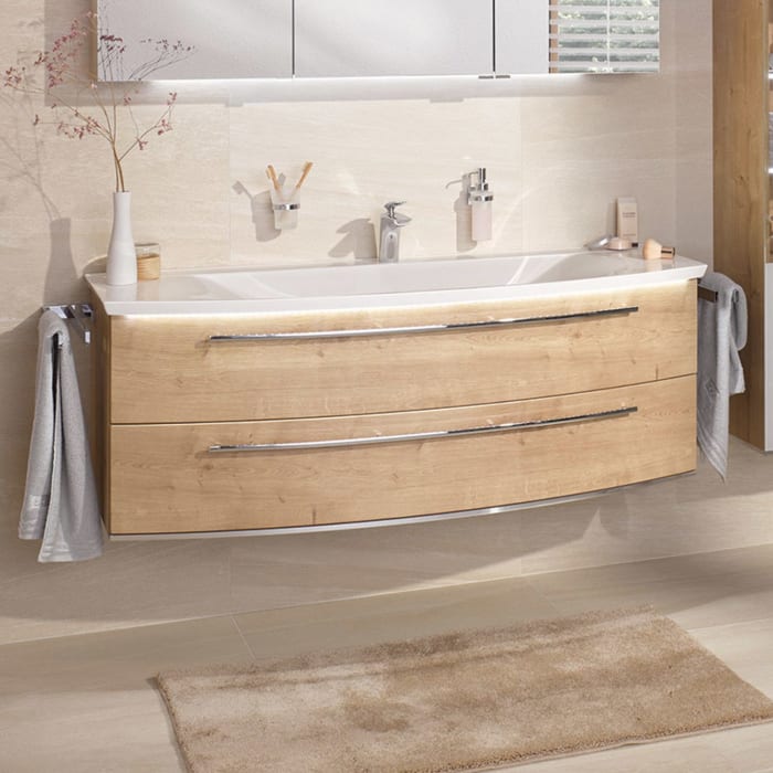 Puris b • bright Waschtisch-Set 82,9 cm mit 2 Auszügen und LED-Beleuchtung