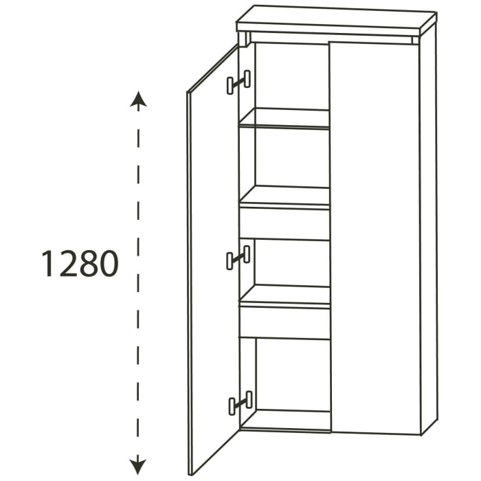 Puris b • essence Mittelschrank 60,2 x 30 x 135 cm mit 2 Türen, 2 Innenschubkästen, Griff 341
