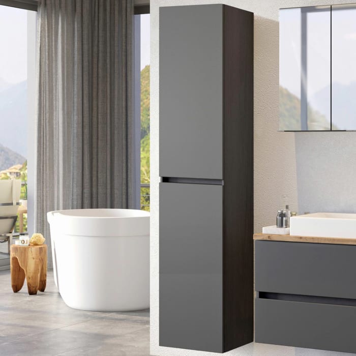 Puris b • essence Hochschrank 30 x 30 x 163 cm mit 2 Türen und Anschlag links, Griff 341