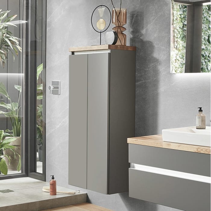 Puris b • essence Mittelschrank 60,2 x 30 x 135 cm mit 2 Türen, Griff 341