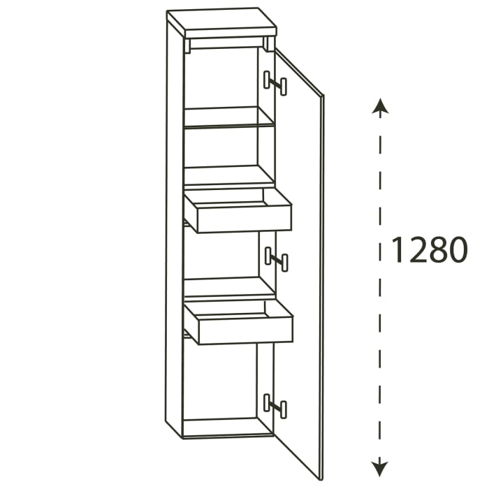 Puris b • essence Mittelschrank 30,2 x 30 x 135 cm mit 1 Tür, Anschlag rechts, 2 Innenschubkästen, Griff 341