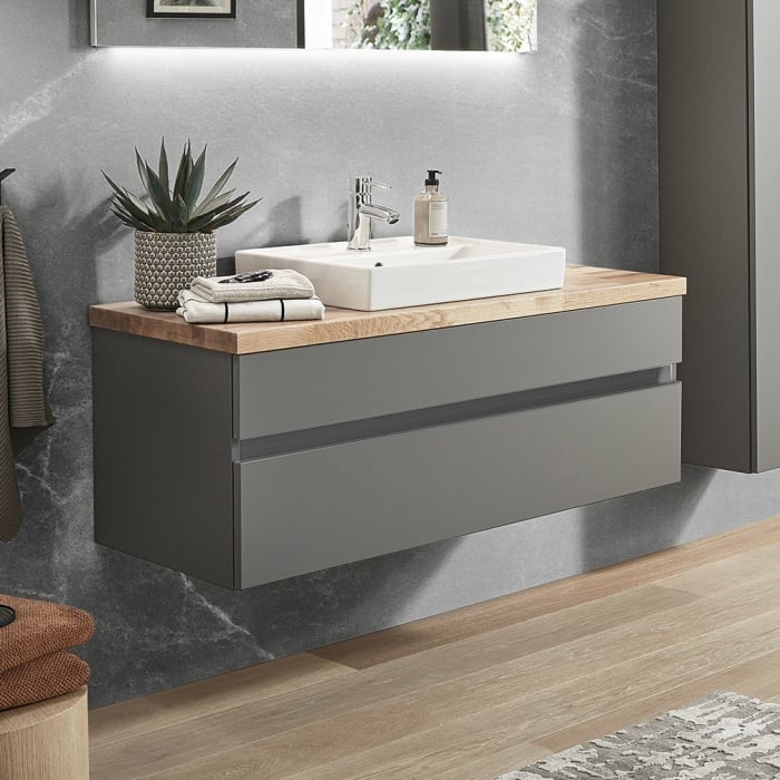 Puris b • essence Set mit Waschtischunterschrank und Waschtischplatte 101,2 cm, Griff 341