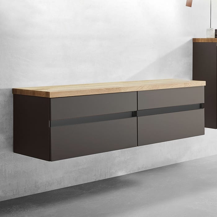 Puris b • essence Set mit 2 Waschtischunterschränken und Waschtischplatte 161,2 cm, Griff 341