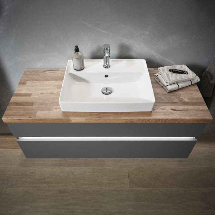 Puris b • essence Set mit Waschtischunterschrank und Waschtischplatte 121,2 cm, Griff 341