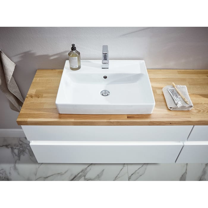 Puris b • essence Set mit Waschtischunterschrank und Waschtischplatte 81,2 cm, Griff 341