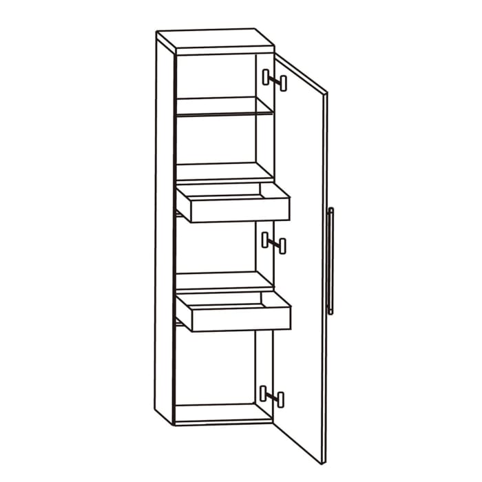 Puris b • maxx Mittelschrank 40 x 30 x 130,8 cm mit 1 Tür und 2 Innenschubkästen, Anschlag rechts