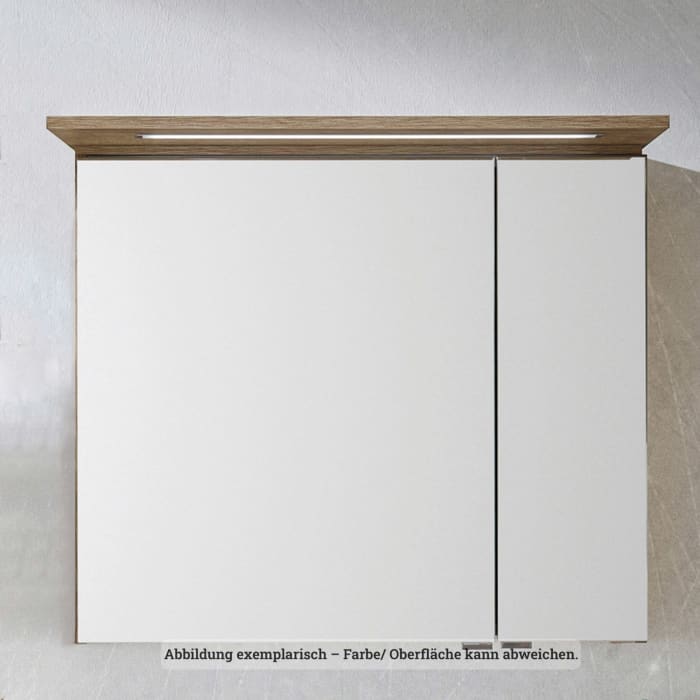 Puris b • maxx Spiegelschrank 75,2 x 15 x 66,8 cm mit 2 Türen und LED-Beleuchtung