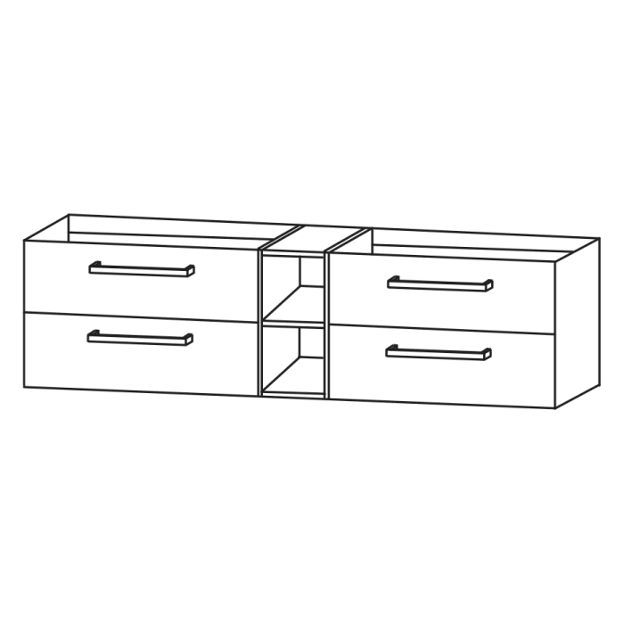 Puris b • maxx Waschtischunterschrank 170 cm mit 4 Auszügen und 1 Regal