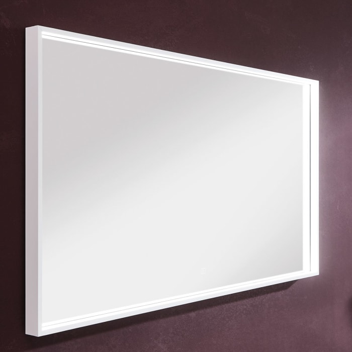 Puris b • straight Badspiegel 60 cm mit LED-Flächenleuchte in weiß matt lackiert