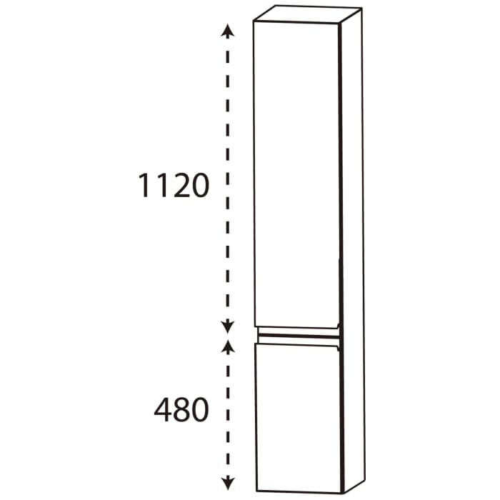 Puris b • straight Hochschrank 30 x 30 x 160 cm, mit 2 Türen, Anschlag links