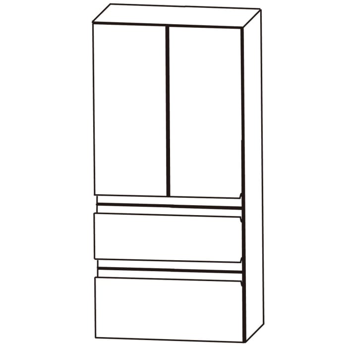 Puris b • straight Mittelschrank 60 x 30 x 128 cm, mit 2 Auszügen und 2 Türen