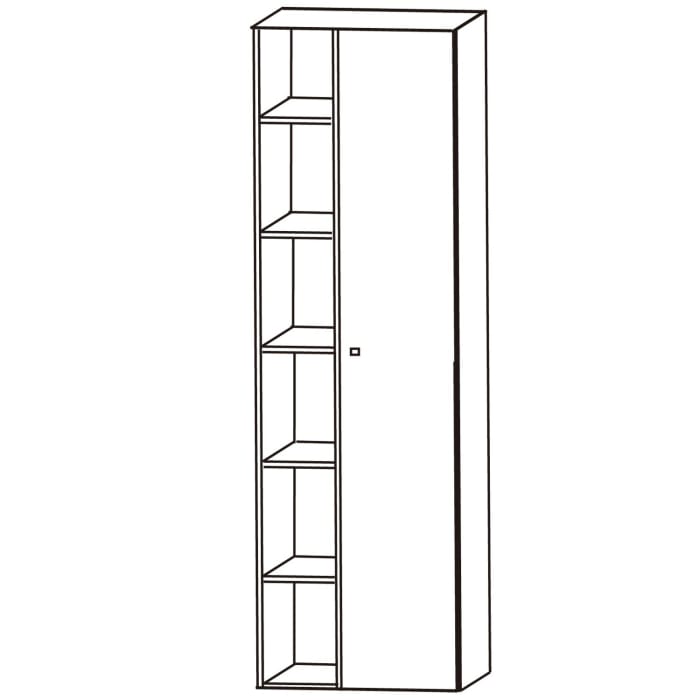 Puris b • straight Hochschrank 50 x 30 x 160 cm, 1 Regal und 1 Spiegeltür mit Anschlag rechts