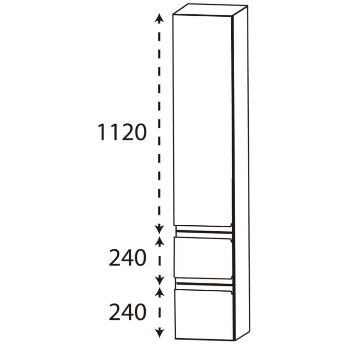 Puris b • straight Hochschrank 30 x 30 x 160 cm, mit 2 Auszügen und 1 Tür, Anschlag links