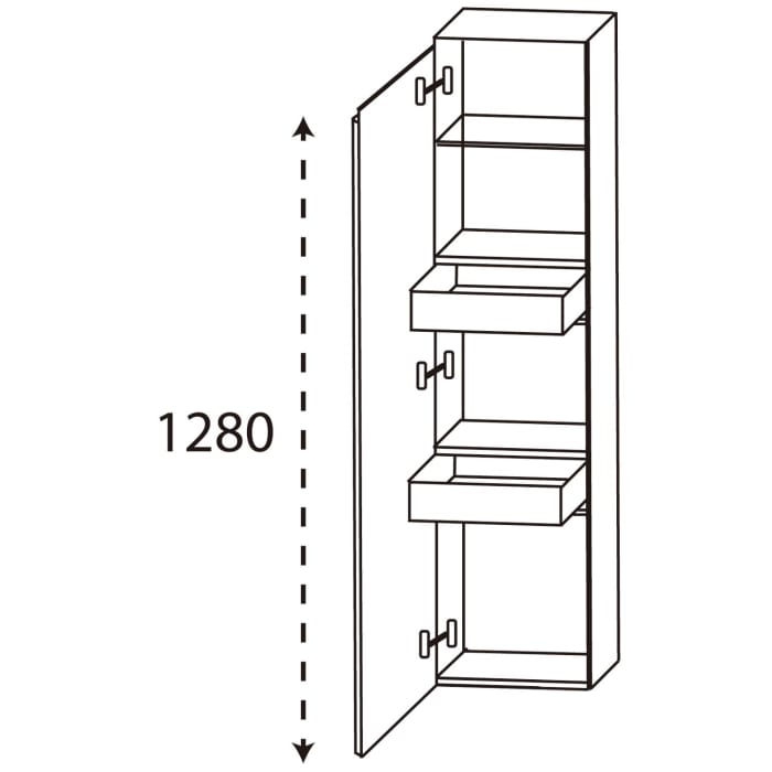 Puris b • straight Mittelschrank 30 x 30 x 128 cm, mit 2 Innenschubkästen und 1 Tür, Anschlag links