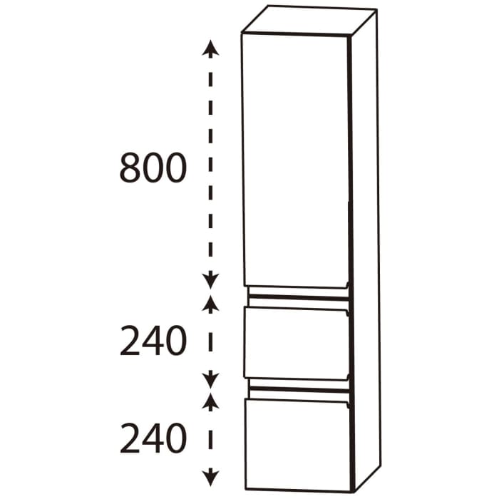 Puris b • straight Mittelschrank 30 x 30 x 128 cm, mit 2 Auszügen und 1 Tür, Anschlag rechts