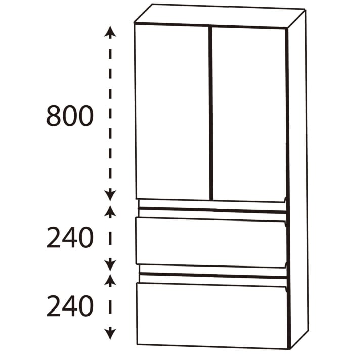 Puris b • straight Mittelschrank 60 x 30 x 128 cm, mit 2 Auszügen und 2 Türen