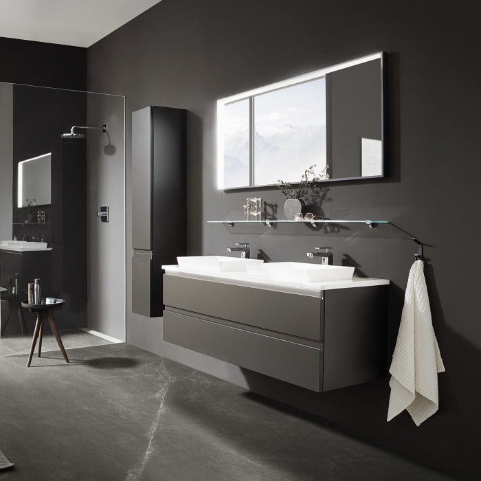 Puris b • straight Mineralgussplatte 121,2 cm mit 2 Aufsatzwaschtischen je 49 cm