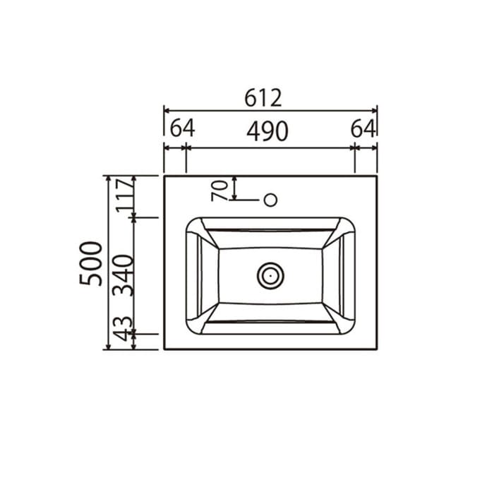 Puris b • straight Mineralgussplatte 61,2 cm mit 1 Aufsatzwaschtisch 49 cm und LED-Beleuchtung
