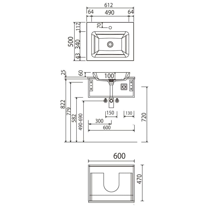 Puris b • straight Waschtischunterschrank 60 cm mit 1 Auszug