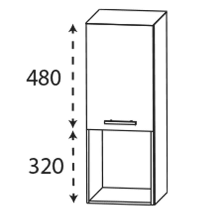 Puris c!mano Highboard 40 cm mit 1 Tür, Anschlag links und 1 offenem Fach, Griff 329