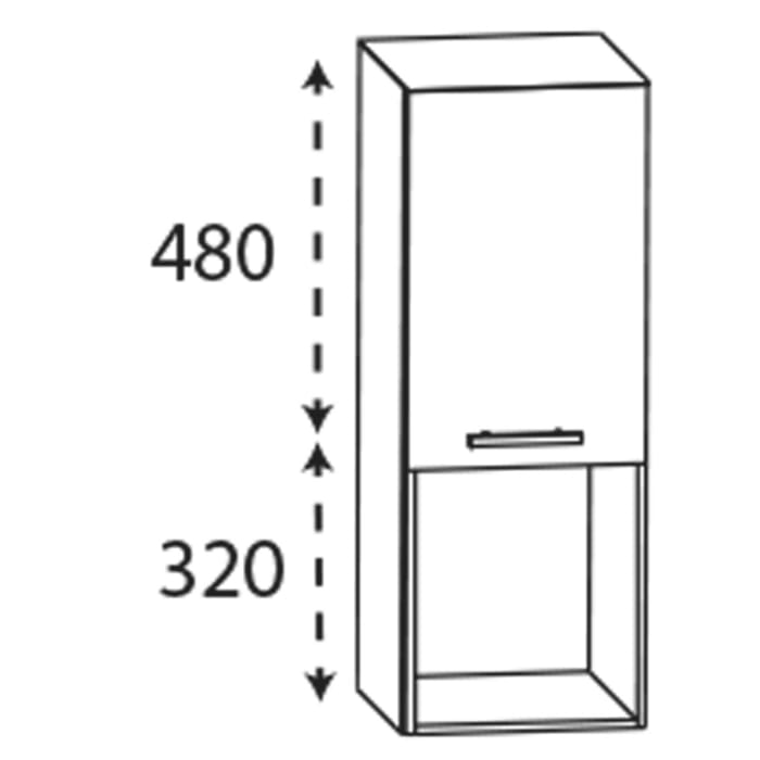 Puris c!mano Highboard 40 cm mit 1 Tür, Anschlag rechts und 1 offenem Fach, Griff 338