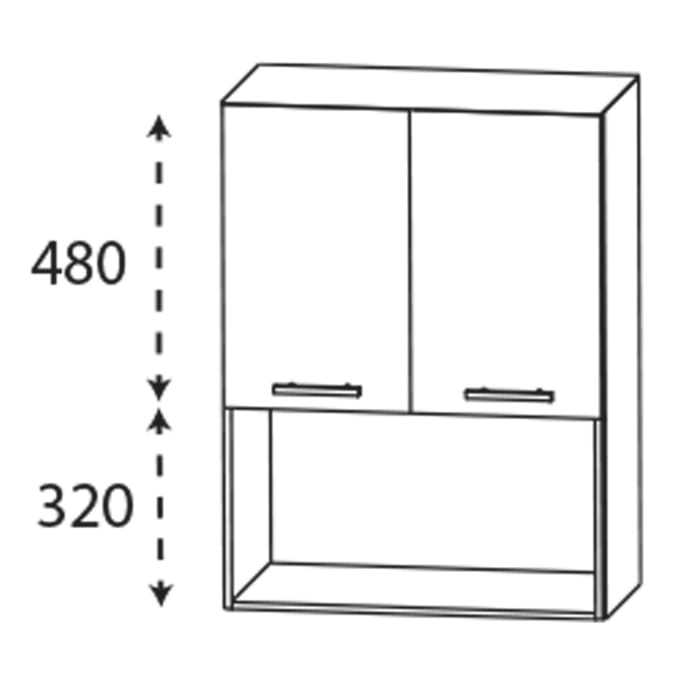 Puris c!mano Highboard 60 cm mit 2 Türen und 1 offenem Fach, Griff 329